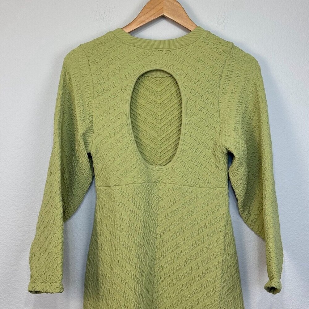 Free People Women's Gabby Seamless Midi Dress Long Sleeve Open Back Green Sz M/L - Picture 7 of 13